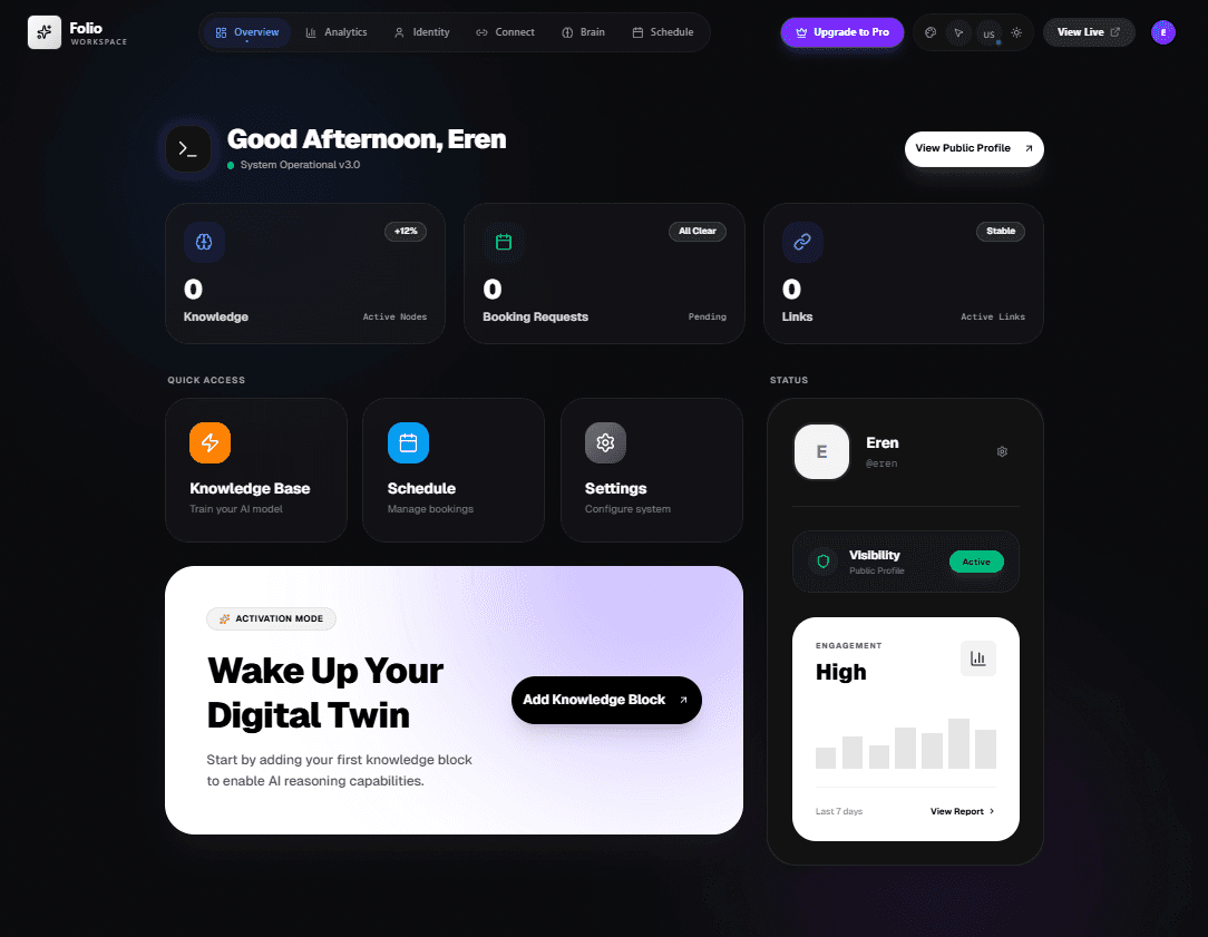 Twinly AI Digital Twin Control Panel