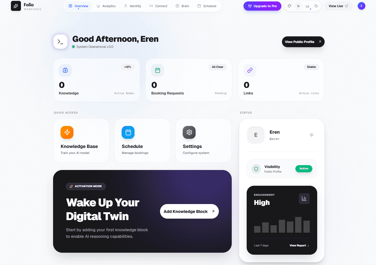Twinly AI Digital Twin Control Panel
